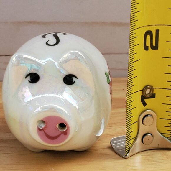 Vintage 1960s Lipco Iowa Hawkeye State Pig Salt & Pepper Shakers Ceramic Iridesc - Picture 7 of 16